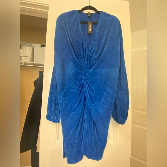 Navy Shimmery Plisse Dress